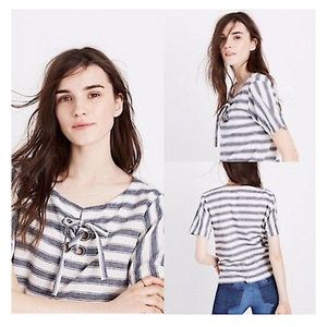 Madewell Nautical Striped Lace Up Top